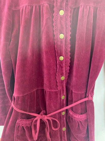 Fabulous Odd molly Burgundy Wine Velour Mini Dress UK16 GM143