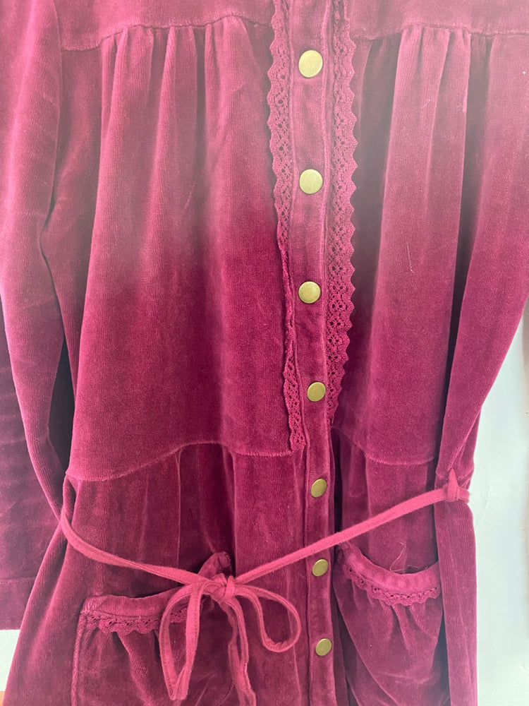 Fabulous Odd molly Burgundy Wine Velour Mini Dress UK16 GM143