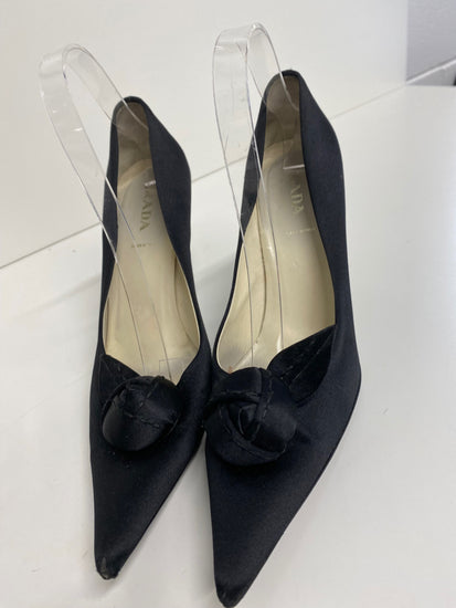 Fabulous Prada satin classic formal High Heels UK6 Black GM143