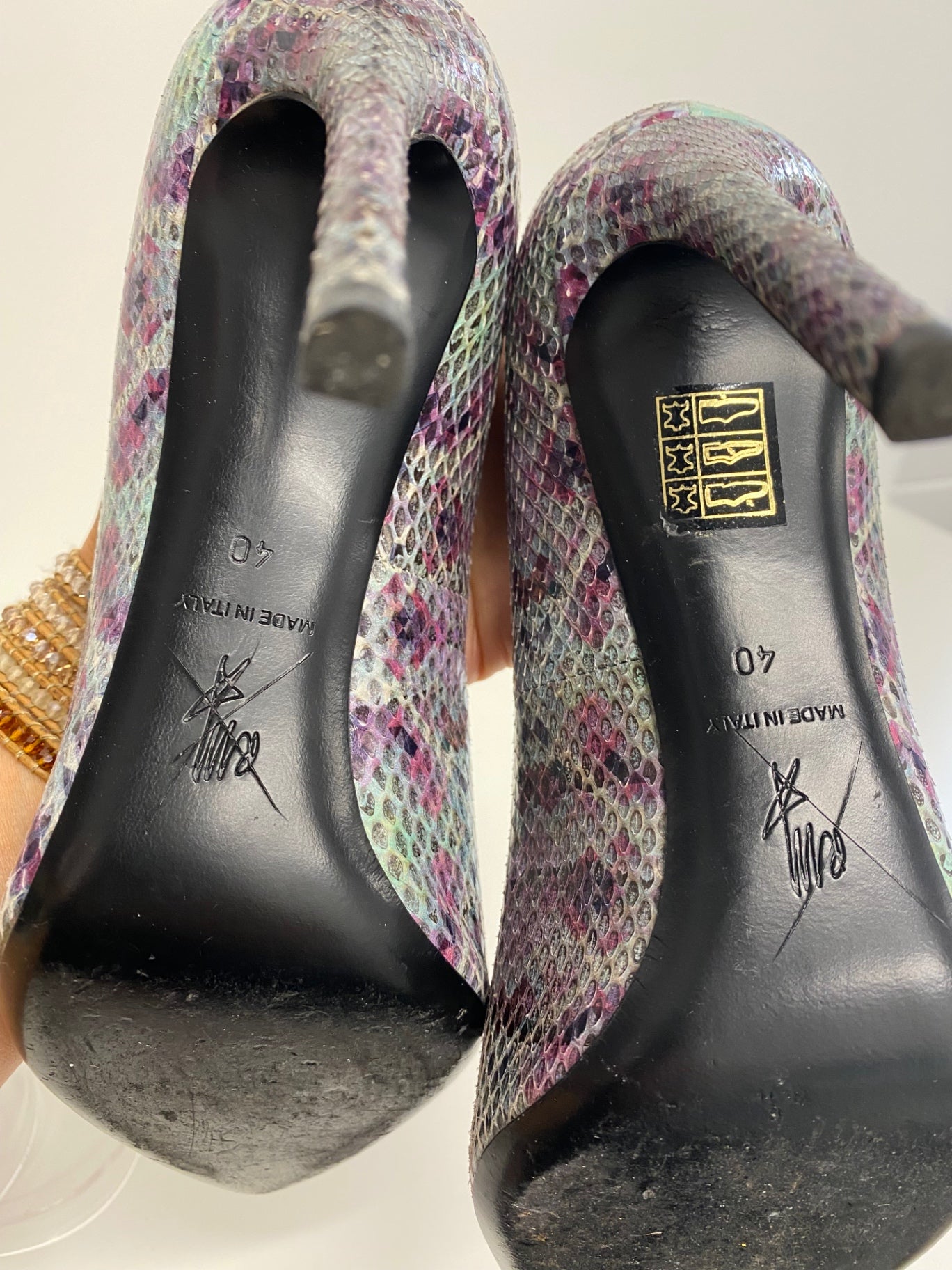 Fabulous Roland Mouret snakeskin pastels High Heels Uk7 Lilac Pink silver GM143