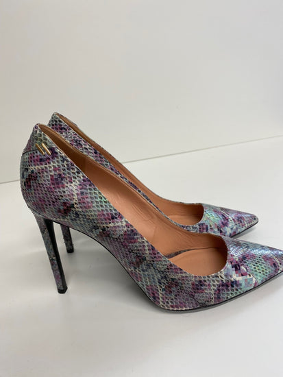 Fabulous Roland Mouret snakeskin pastels High Heels Uk7 Lilac Pink silver GM143