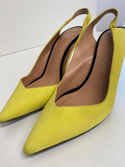 Fabulous Roland Mouret python Sling back heels Uk7 Yellow party evening GM143