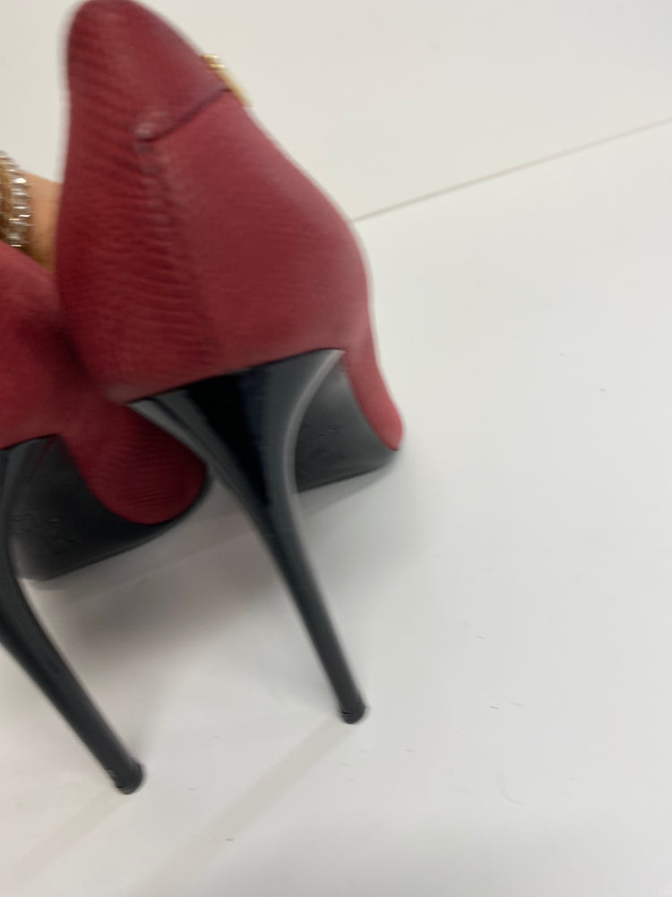 Fabulous Roland Mouret red burgundy Python High Heels Uk7 GM143