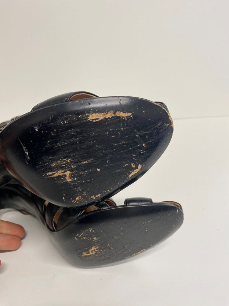 Fabulous Roland Mouret Strappy leather stilleto Sandals Uk7 Black Ankle strap GM143