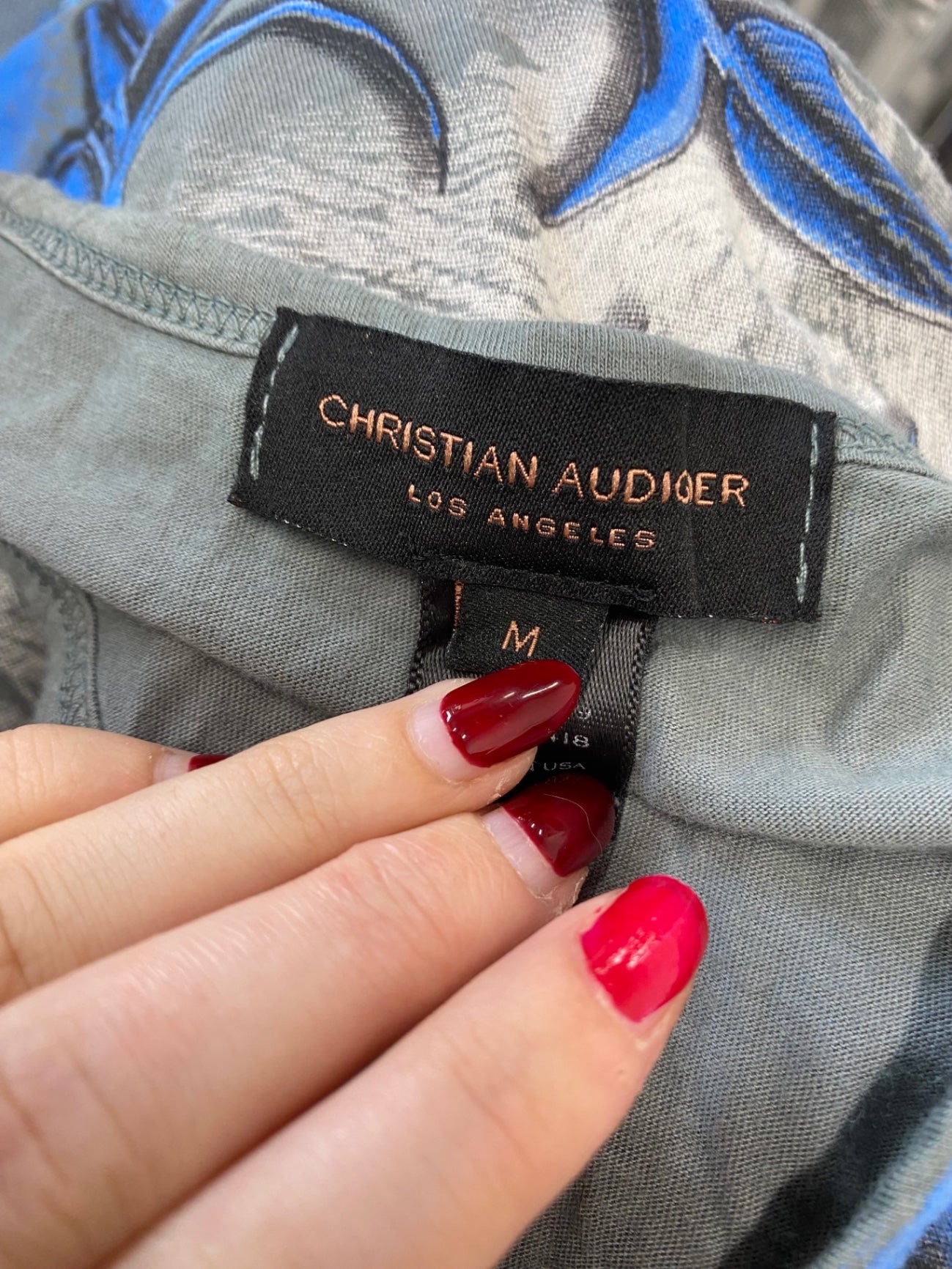 Fabulous Christian Audigier Tank Top UK M Grey Blue alternative GM143