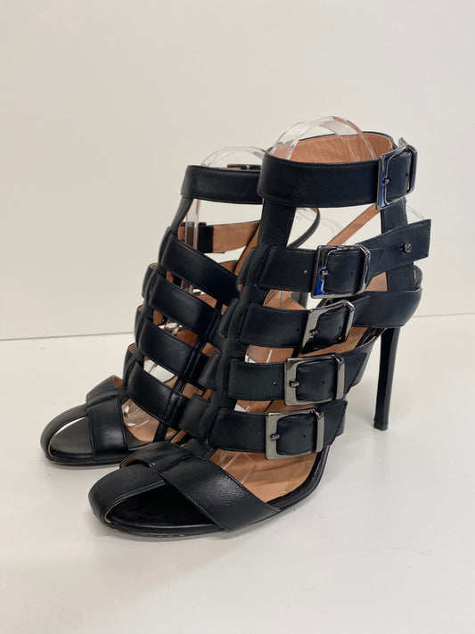 Fabulous Roland Mouret Strappy leather stilleto Sandals Uk7 Black Ankle strap GM143