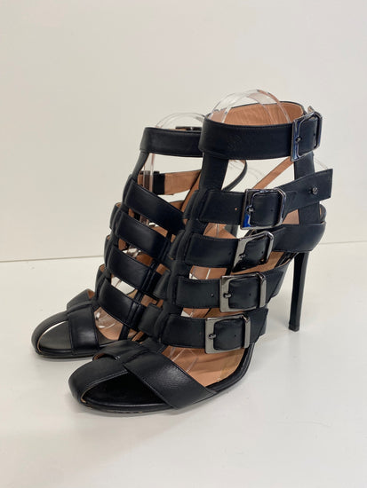 Fabulous Roland Mouret Strappy leather stilleto Sandals Uk7 Black Ankle strap GM143