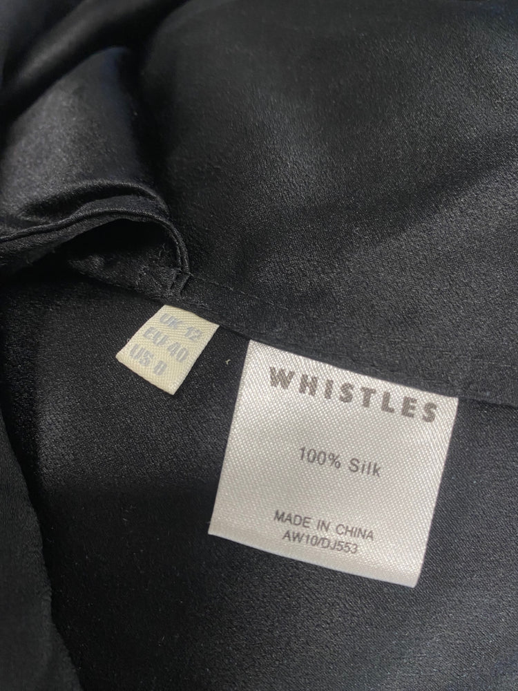 Fabulous Whistles Dress UK 12 Black silk low neck formal GM143