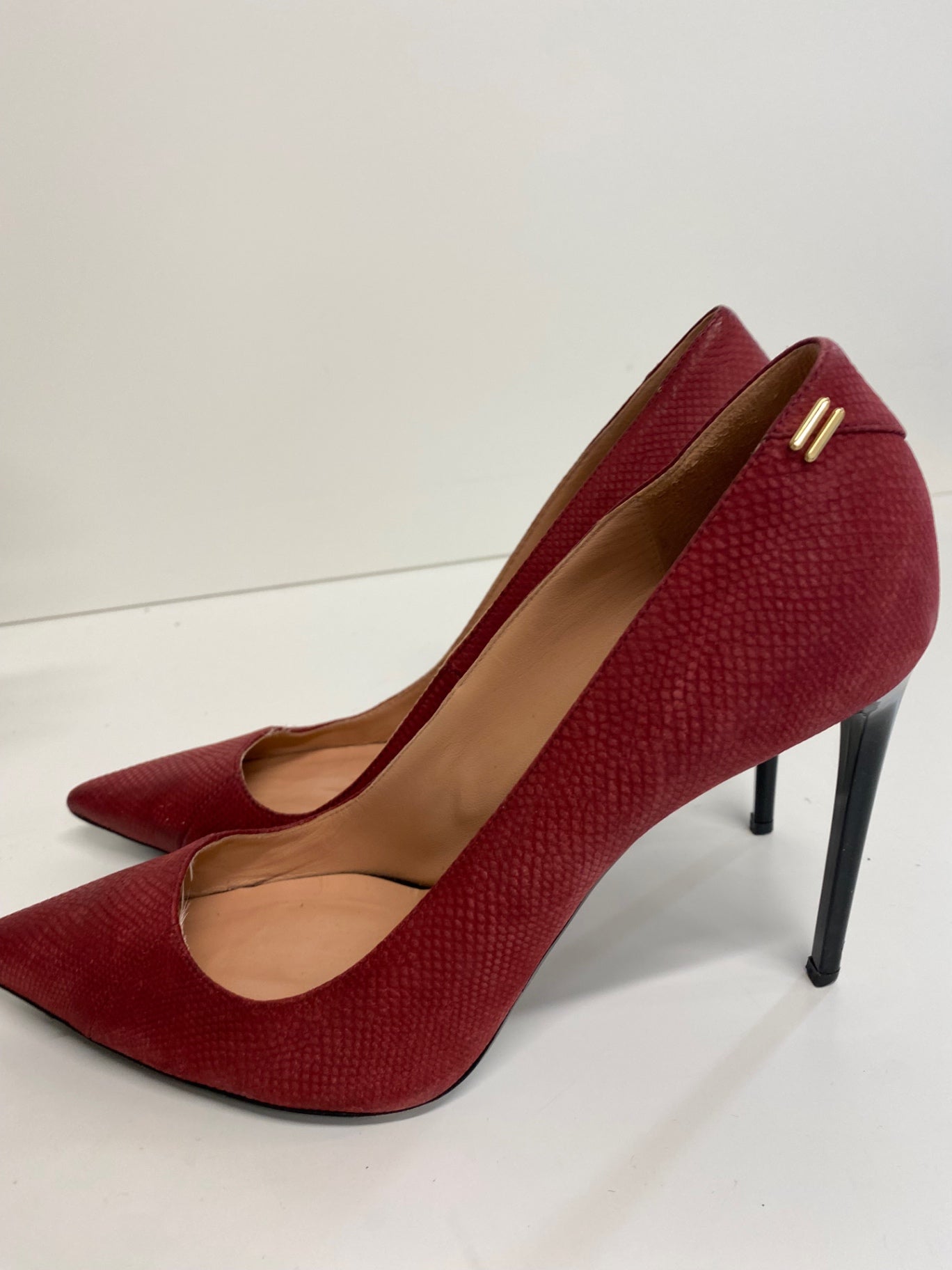 Fabulous Roland Mouret red burgundy Python High Heels Uk7 GM143