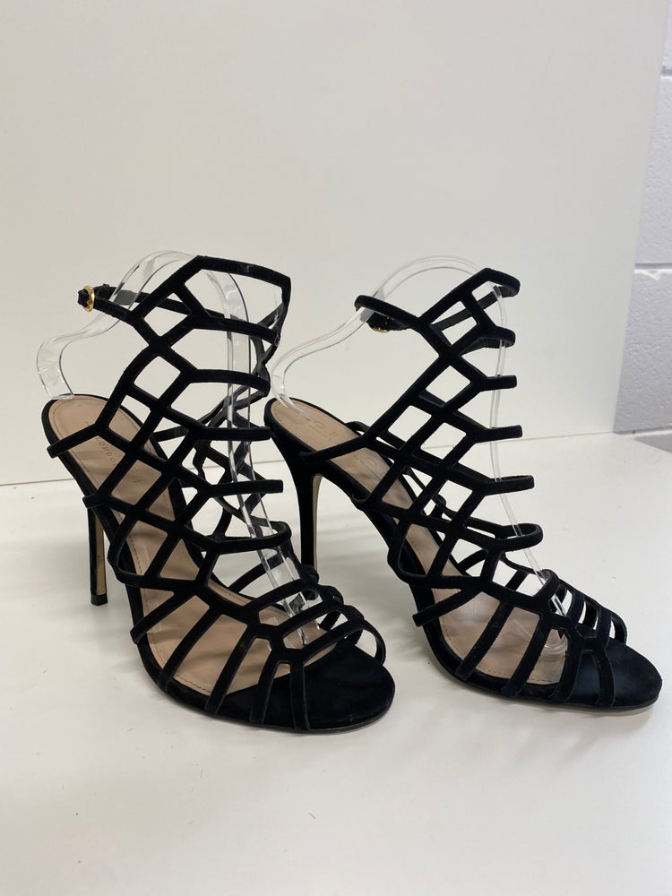 Fabulous Office Strappy stiletto black party Sandals Uk7 Black Heels GM143