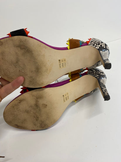 Fabulous Miss KG high stiletto Aztec Sandals Uk7 Multicoloured snakeskin GM143