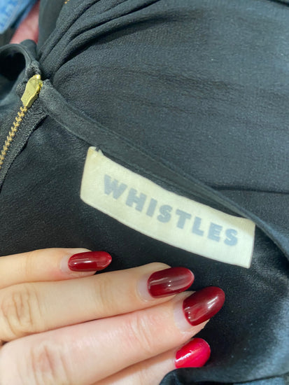 Fabulous Whistles Dress UK 12 Black silk low neck formal GM143