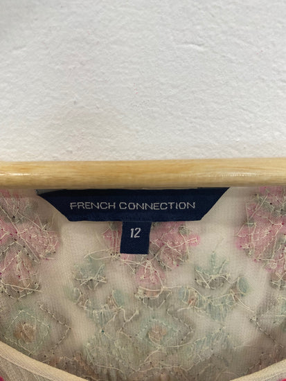 Boho French Connection Beige Beaded Beach Cover UK12 GM143