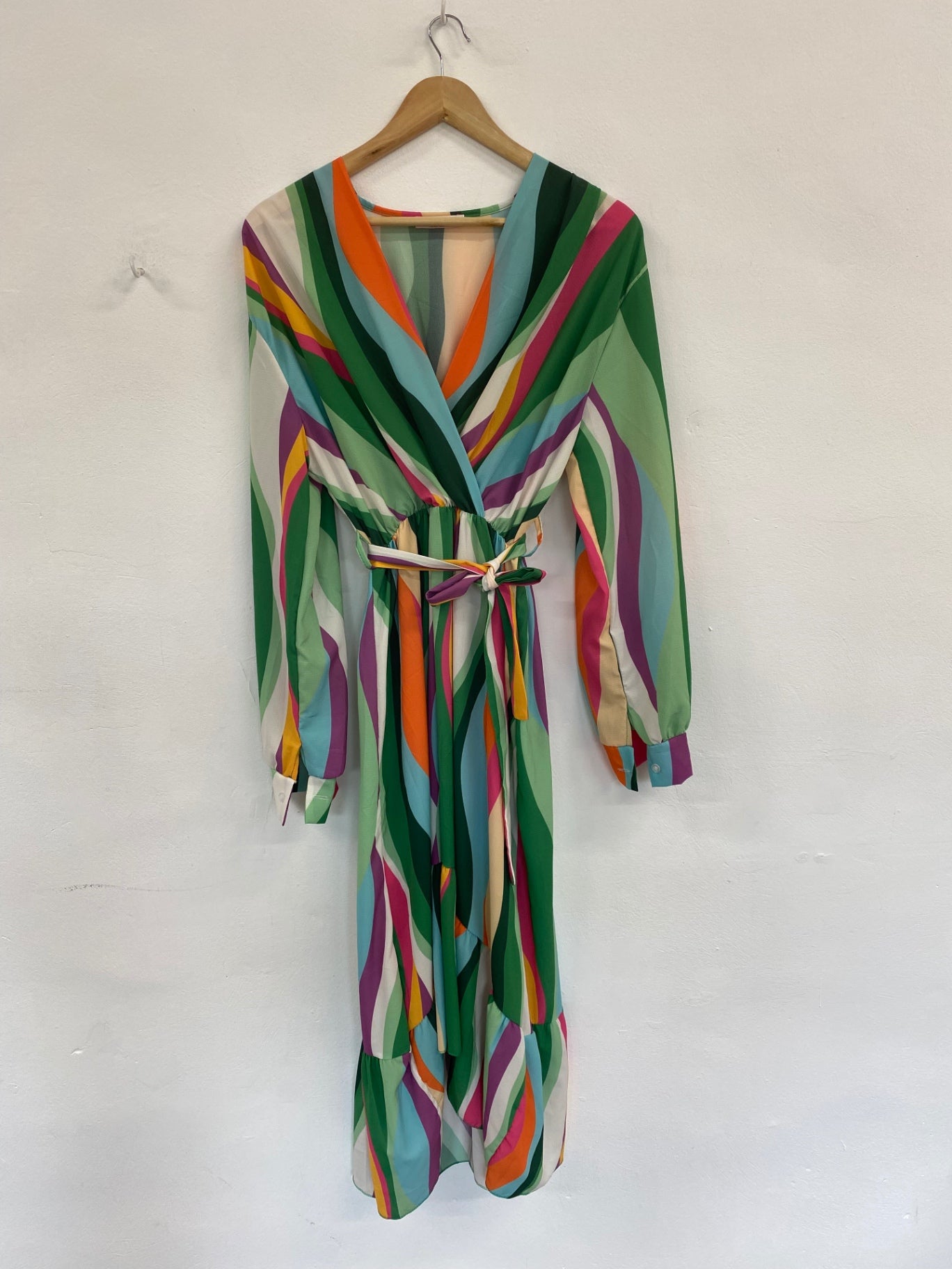 Fabulous Ikrush Colourful Waves High Low Maxi Dress UK L SM438