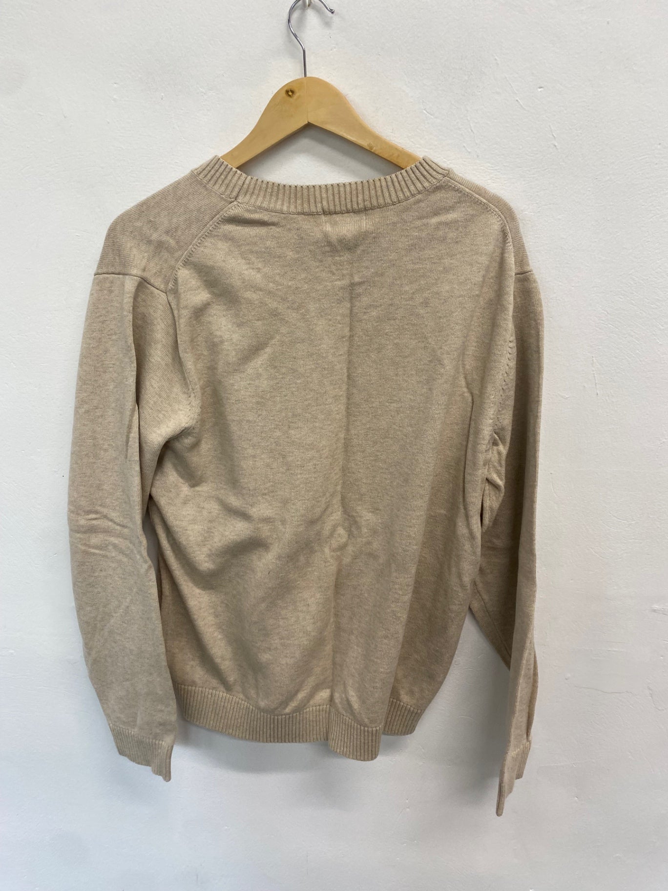 Classic L.L. Bean Sweater UK L Beige smart cotton GM143
