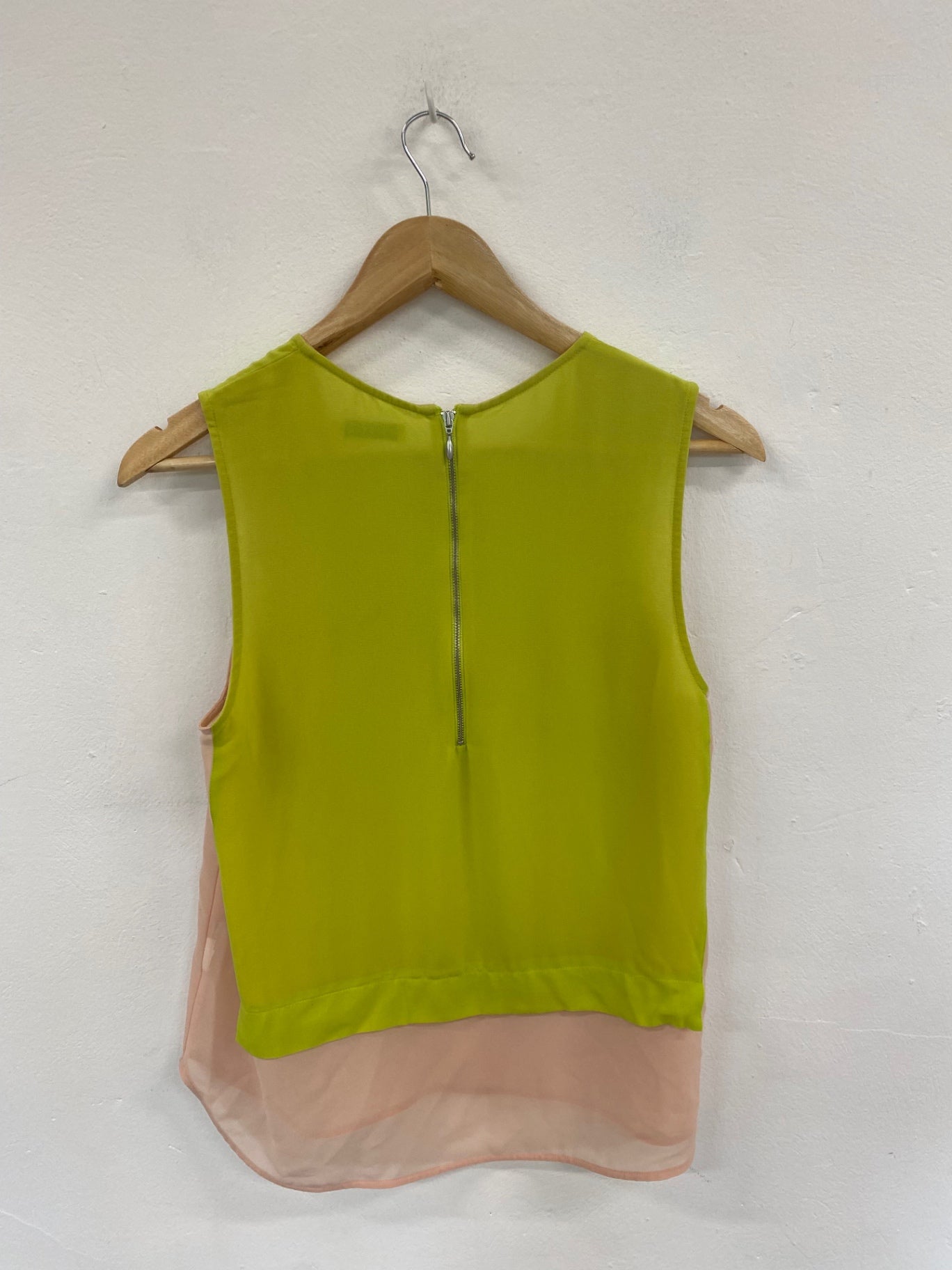 Fabulous Whistles Colourblock Lime & Beige Semi Sheer Tunic UK12 SM438