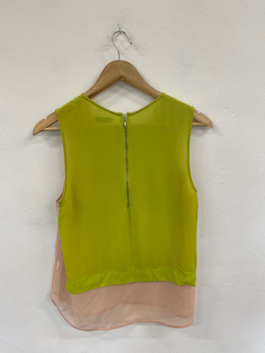Fabulous Whistles Colourblock Lime & Beige Semi Sheer Tunic UK12 SM438
