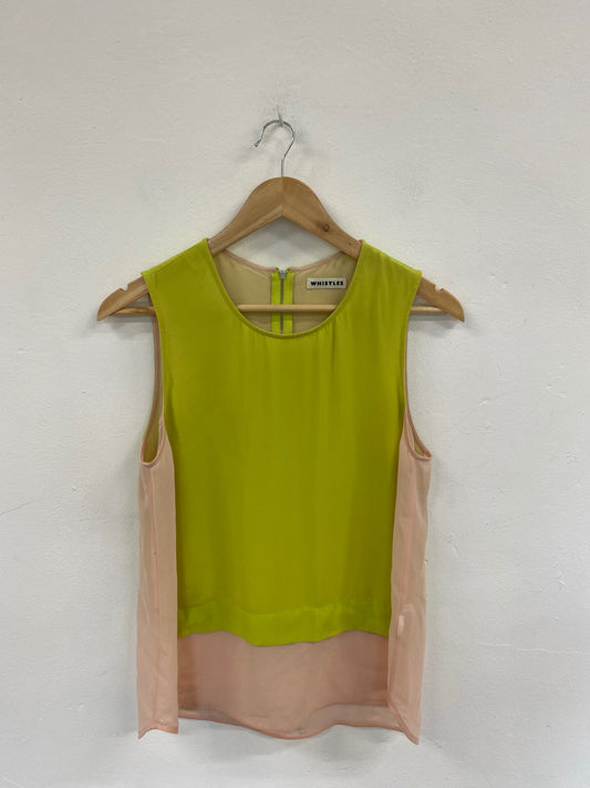 Fabulous Whistles Colourblock Lime & Beige Semi Sheer Tunic UK12 SM438