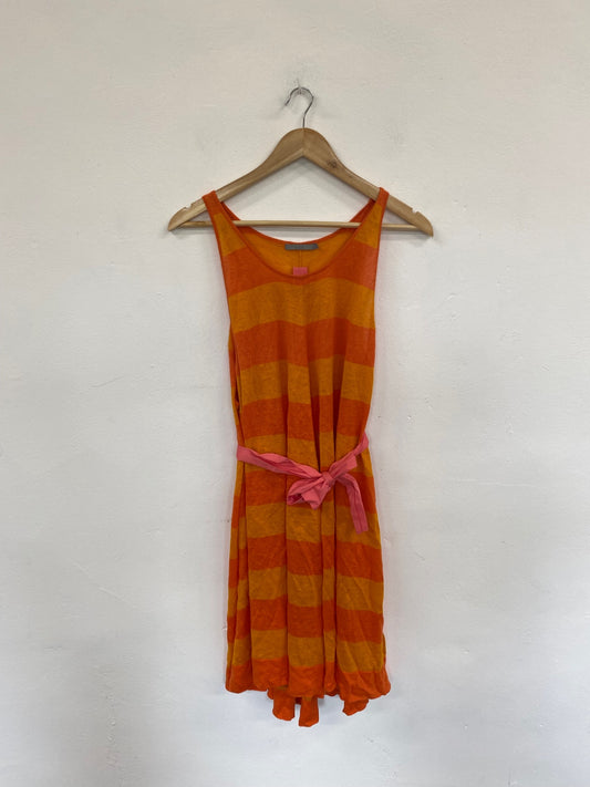 Fabulous Cos Orange Mix Stripe Jersey Midi Dress UK M SM438
