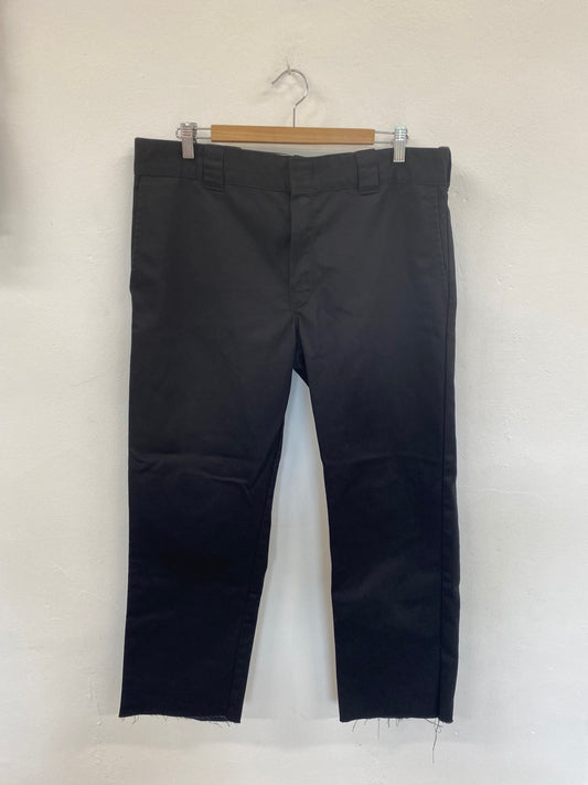 Classic Dickies Black Raw Hem Slim Straight Work Trousers W36" GM143