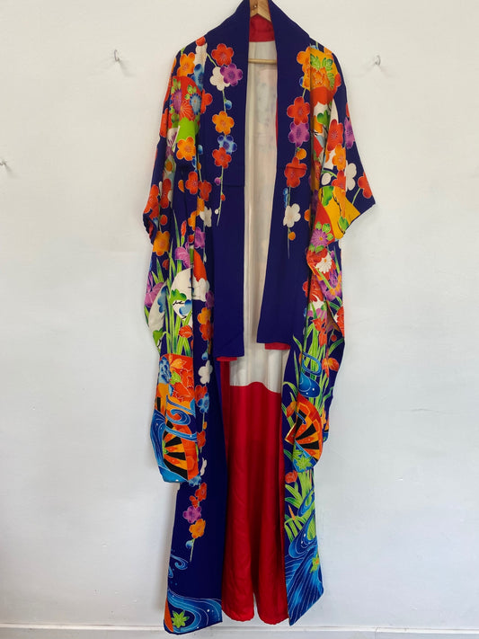 Fabulous Nakaya Traditional Floral Japanese Kimono UK M-L RG99