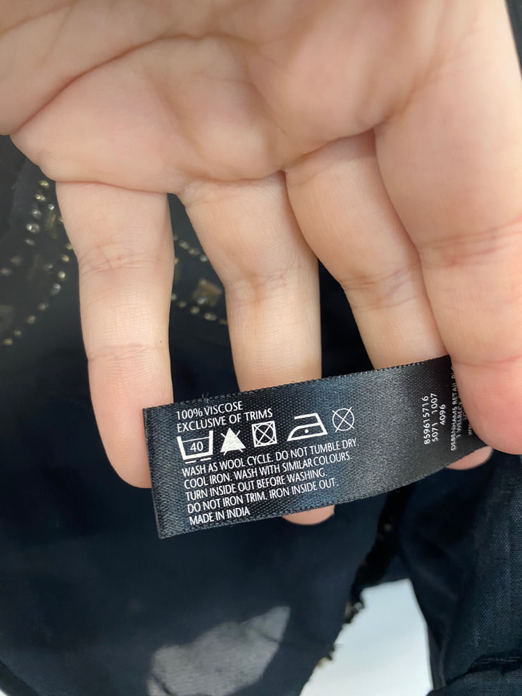 Boho Chic Festival Vibe Butterfly by Matthew Williamson Black Mini Dress UK12 LG276