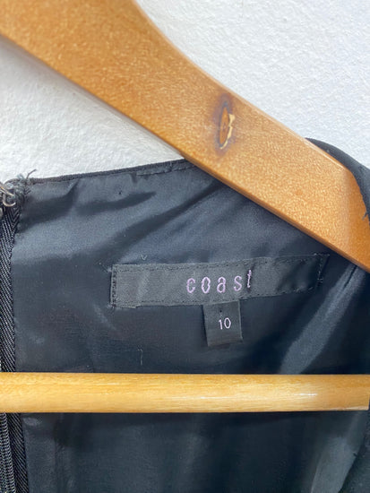 Fabulous Coast Irah Black Asymmetric Ruffle Midi Dress UK10 LG276