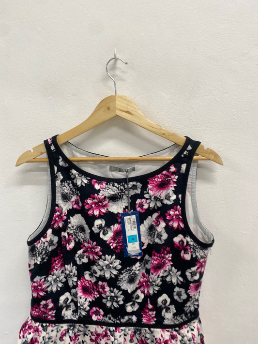 Fabulous Marks & Spencers Dress UK 14 Black pink floral LG276
