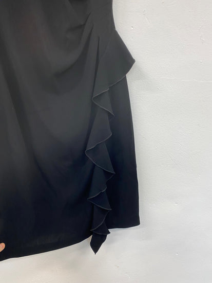 Fabulous Coast Irah Black Asymmetric Ruffle Midi Dress UK10 LG276