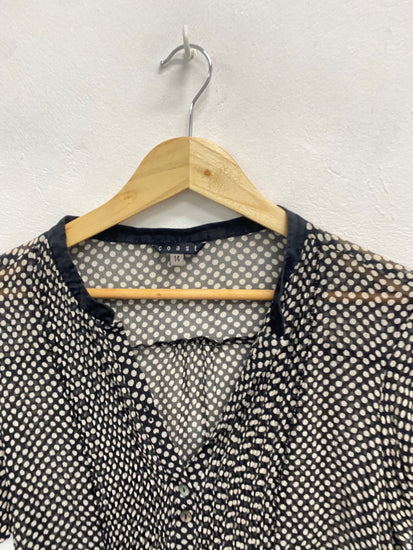 Fabulous coast Blouse UK 14 Black and beige spotted silk LG276