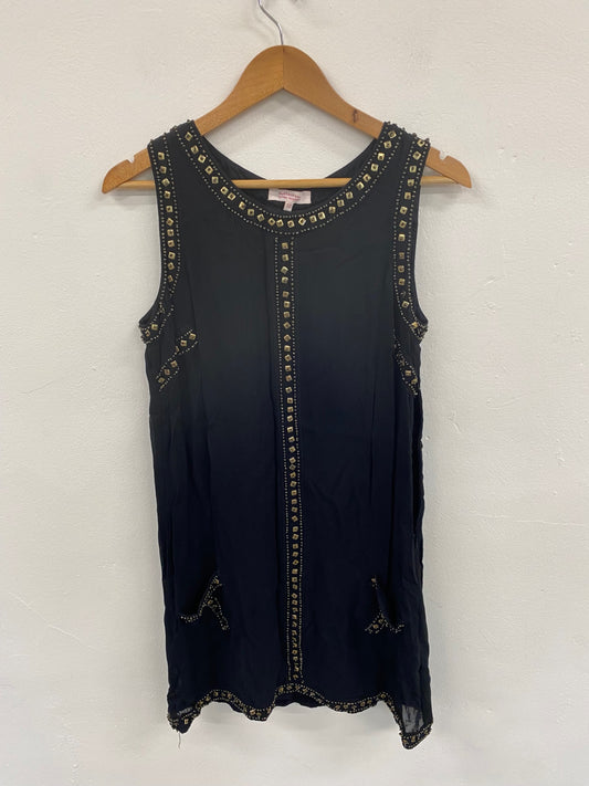 Boho Chic Festival Vibe Butterfly by Matthew Williamson Black Mini Dress UK12 LG276