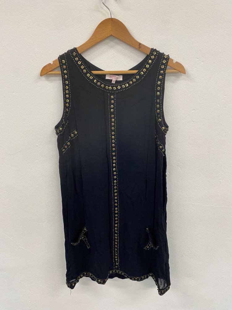 Boho Chic Festival Vibe Butterfly by Matthew Williamson Black Mini Dress UK12 LG276