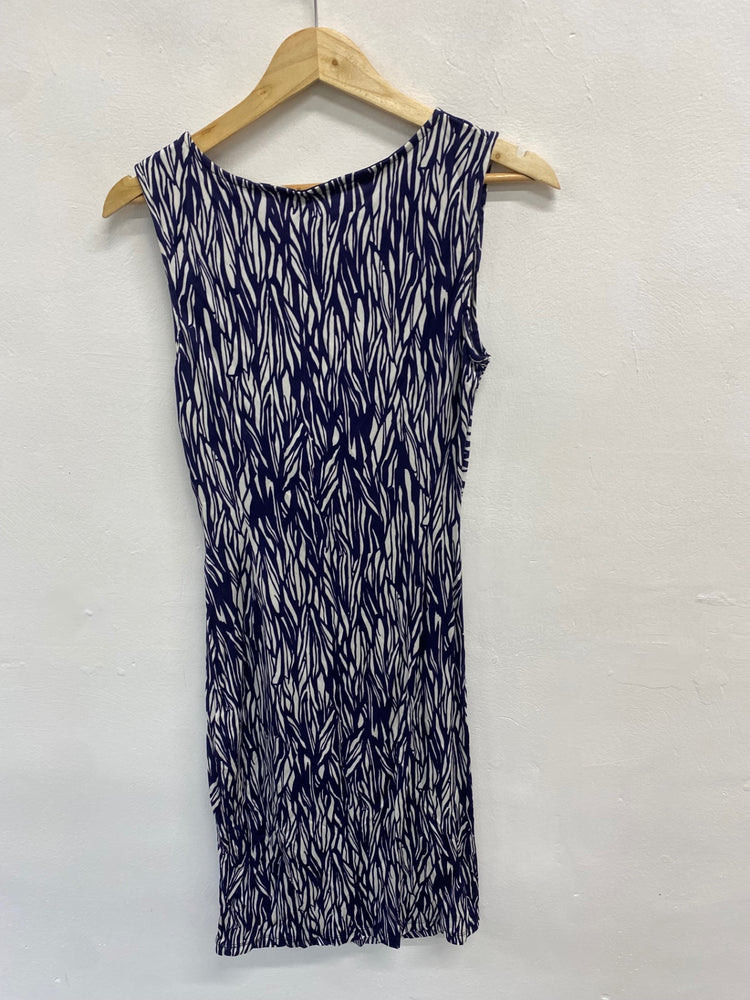 Fabulous Ghost Dress UK12 Navy and beige LG276