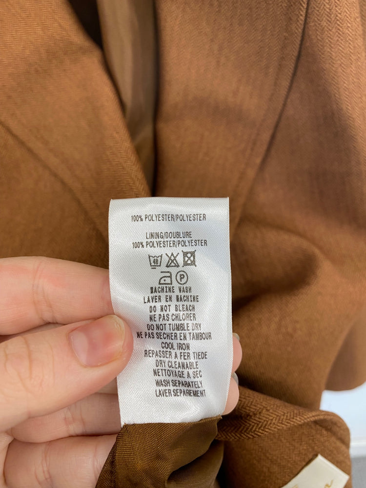 Fabulous Eastex Brown Micro Herringbone Longline Blazer UK16 LG276