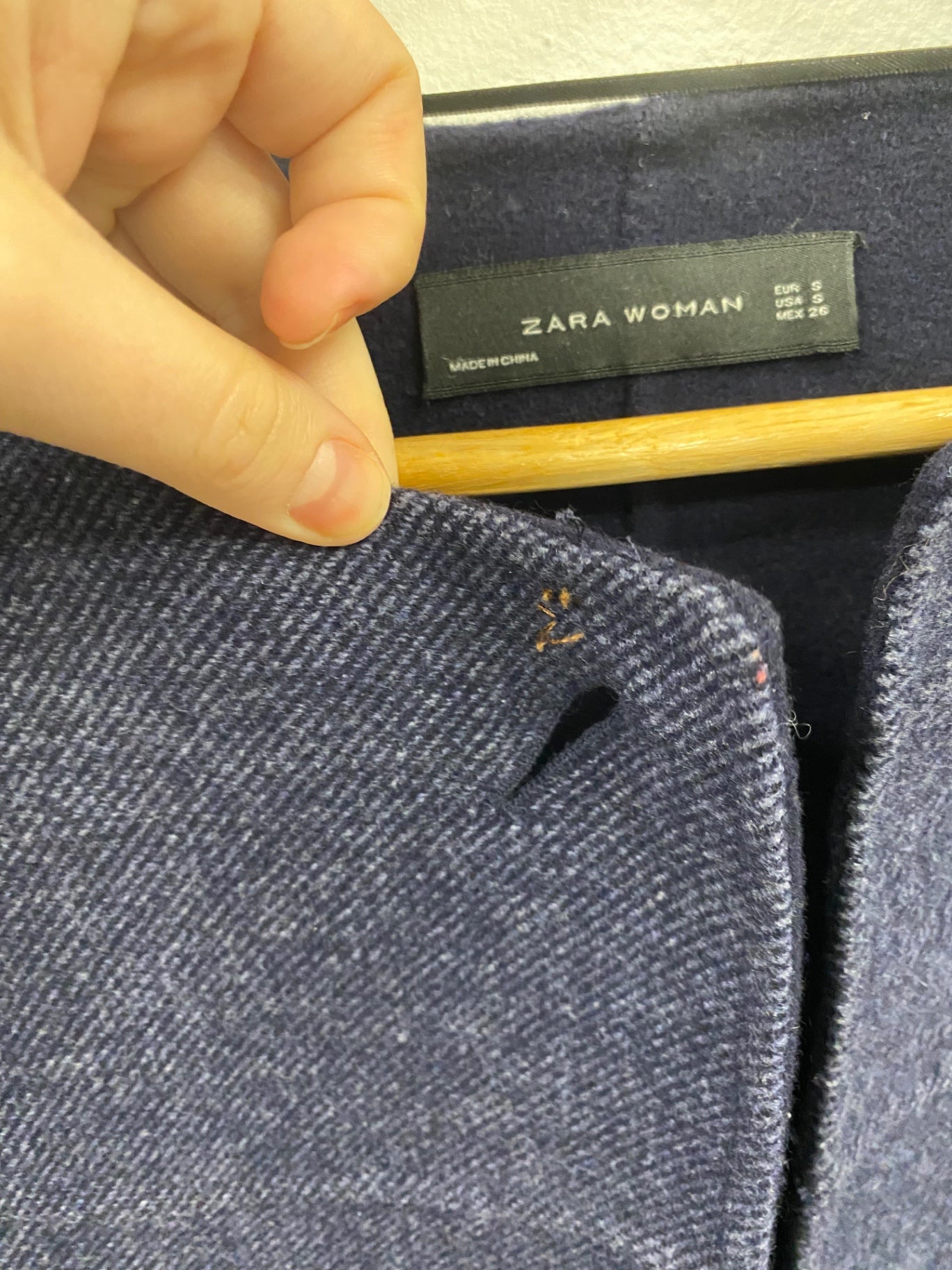 Fabulous Zara Wool Blend Navy Single Button Coat UK S LG276