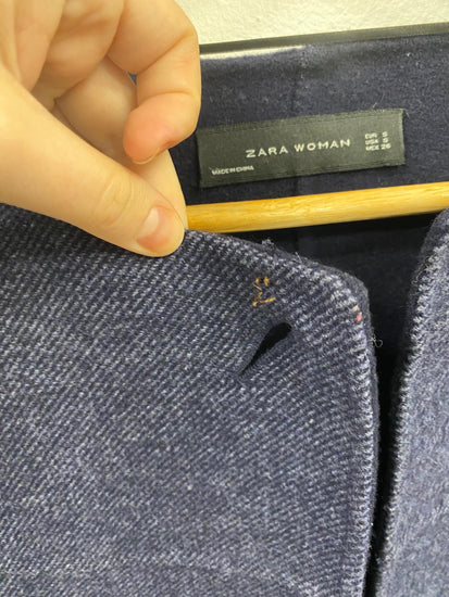 Fabulous Zara Wool Blend Navy Single Button Coat UK S LG276