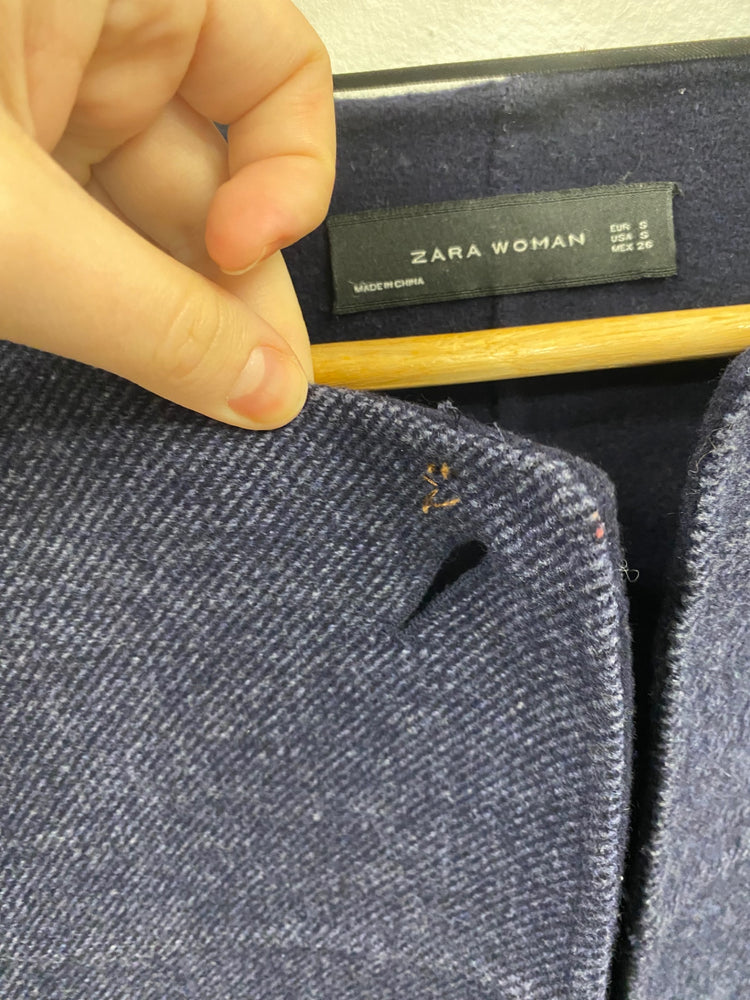 Fabulous Zara Wool Blend Navy Single Button Coat UK S LG276