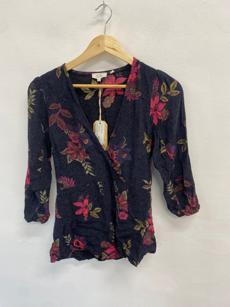 Fabulous Fat Face Blouse Uk 8 Navy pink floral new LG276