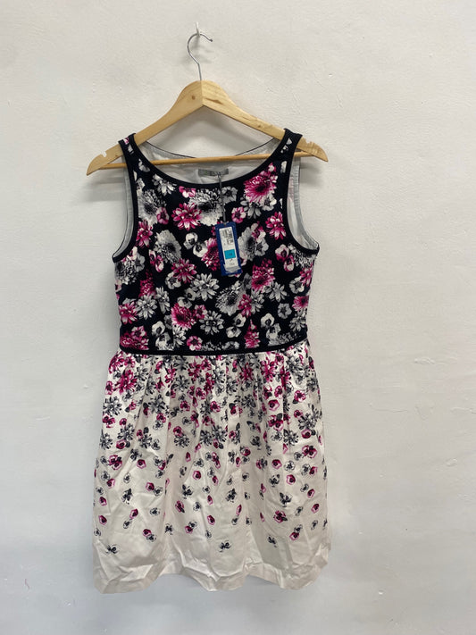 Fabulous Marks & Spencers Dress UK 14 Black pink floral LG276