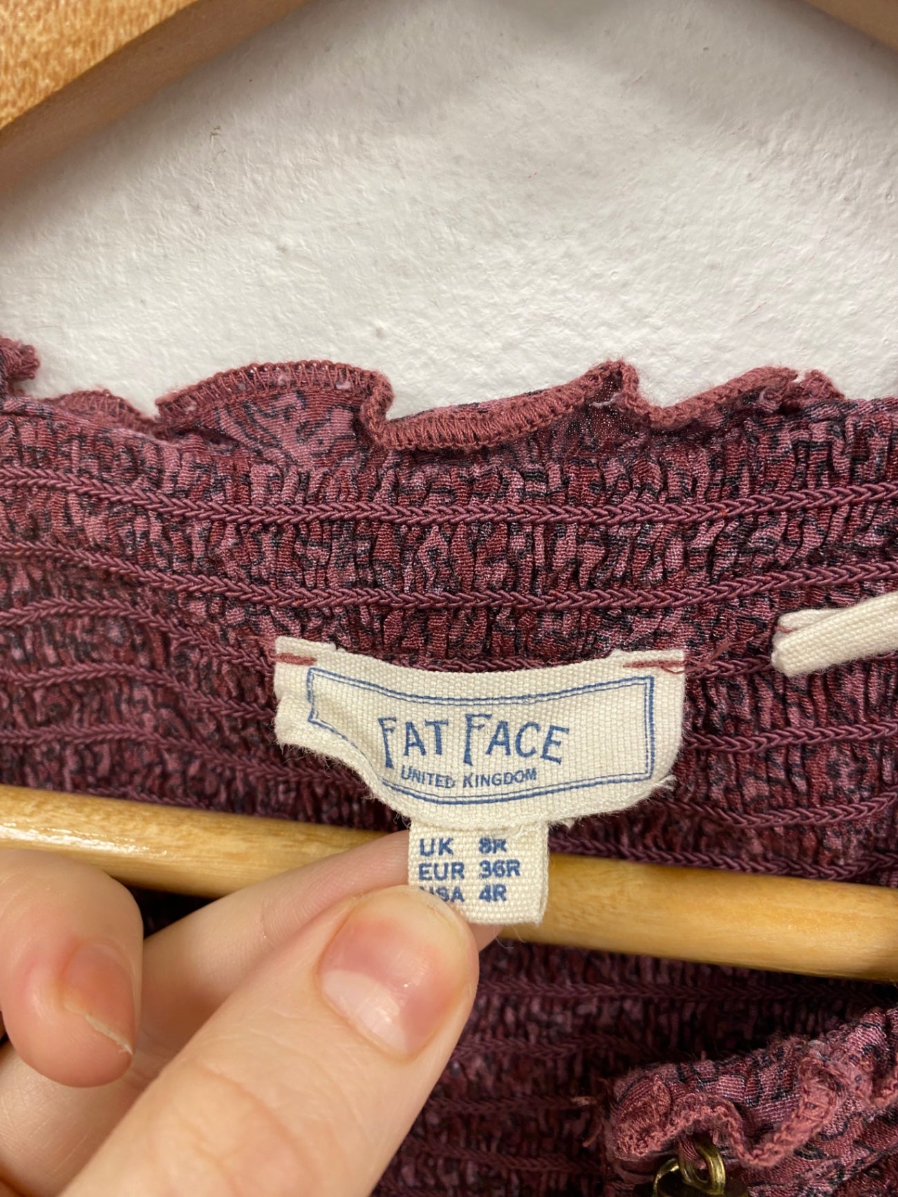 Fabulous Boho Chic FatFace Burgundy Mini Dress UK8 LG276