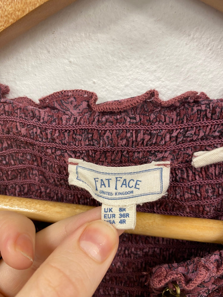 Fabulous Boho Chic FatFace Burgundy Mini Dress UK8 LG276