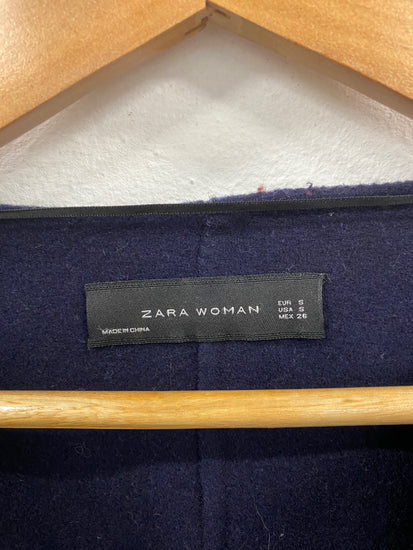 Fabulous Zara Wool Blend Navy Single Button Coat UK S LG276