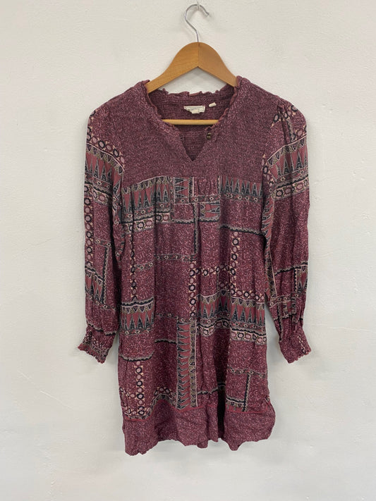 Fabulous Boho Chic FatFace Burgundy Mini Dress UK8 LG276