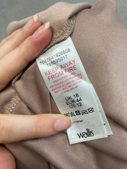 Fabulous Wallis Dress UK 16 Champagne shimmer ribbed formal LG276