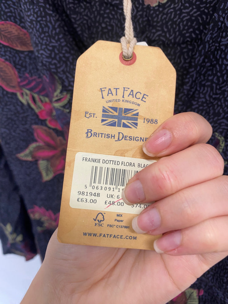 Fabulous Fat Face Blouse Uk 8 Navy pink floral new LG276