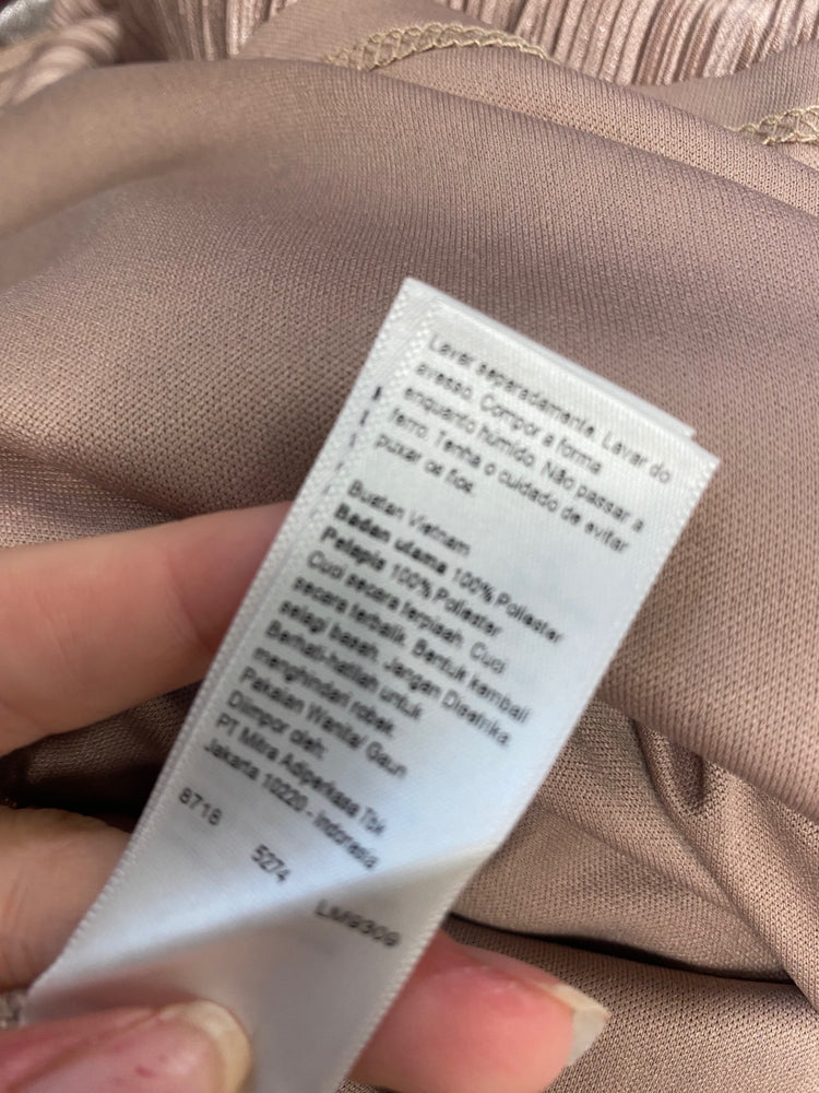 Fabulous Wallis Dress UK 16 Champagne shimmer ribbed formal LG276