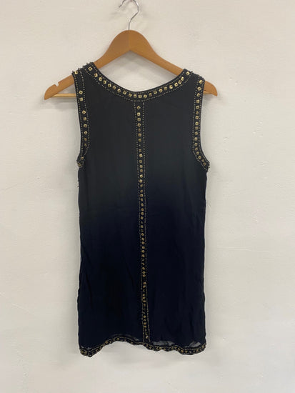 Boho Chic Festival Vibe Butterfly by Matthew Williamson Black Mini Dress UK12 LG276