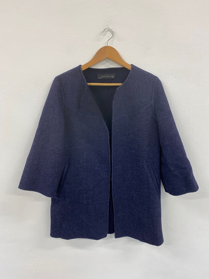 Fabulous Zara Wool Blend Navy Single Button Coat UK S LG276