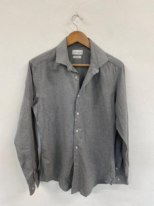 Fabulous Fisk of Oslo Grey Classic Button Shirt UK S 16” LG276