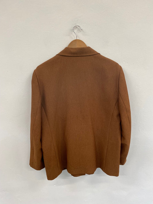 Fabulous Eastex Brown Micro Herringbone Longline Blazer UK16 LG276